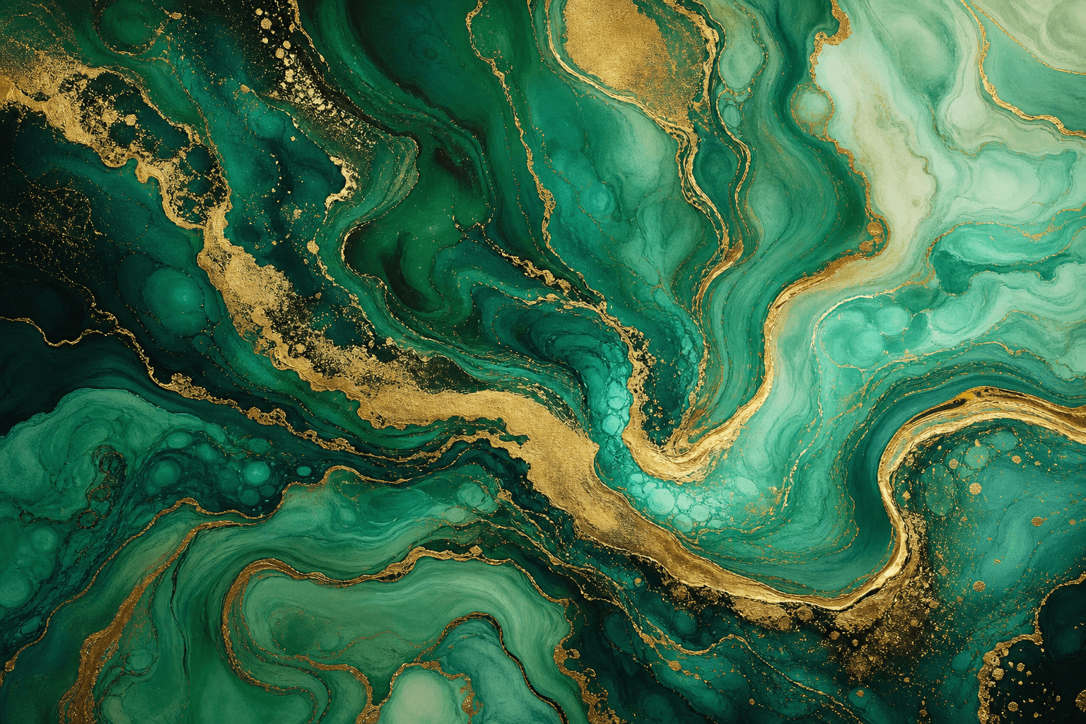 Abstract in emerald and gold