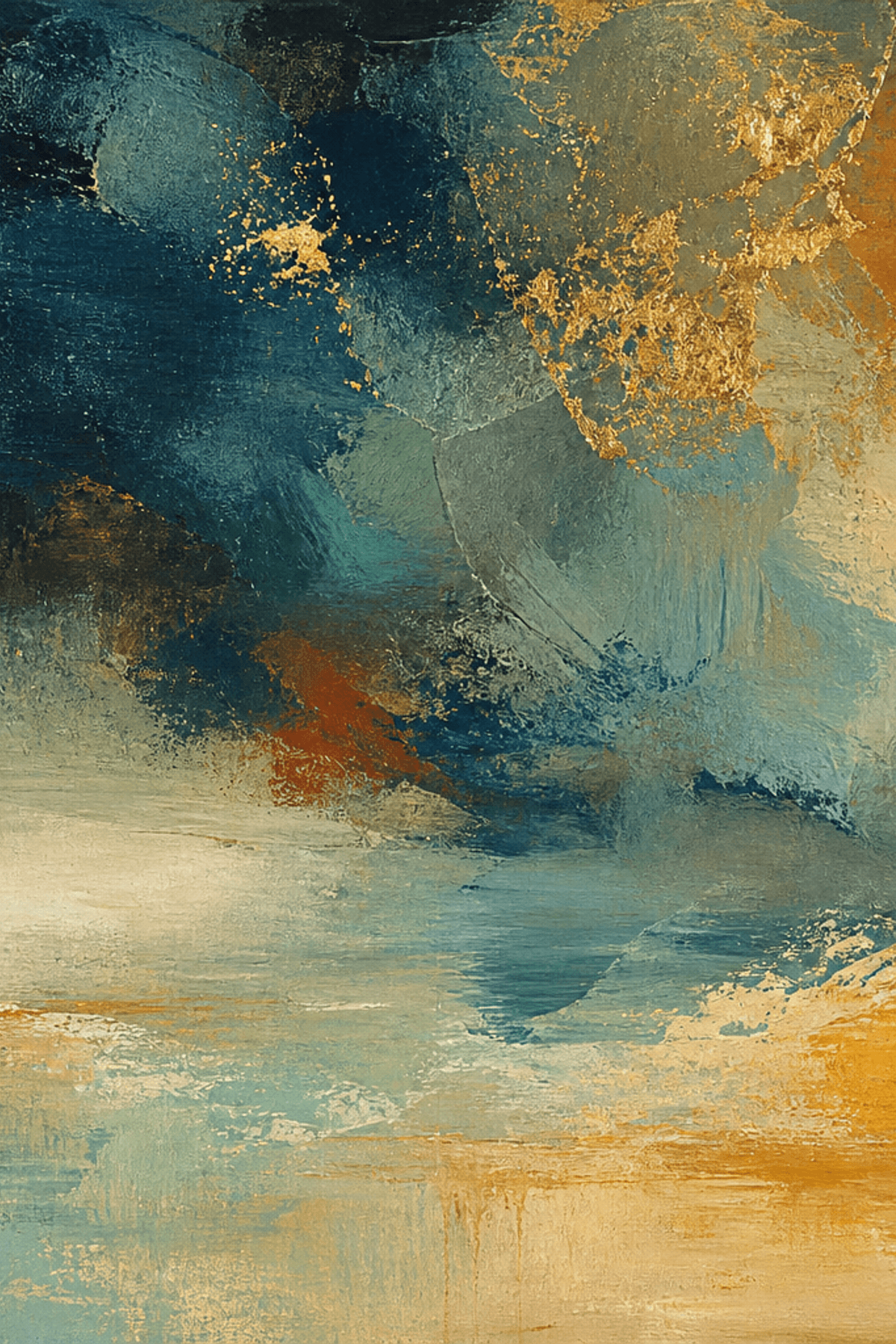 Abstract horizon in indigo and gold