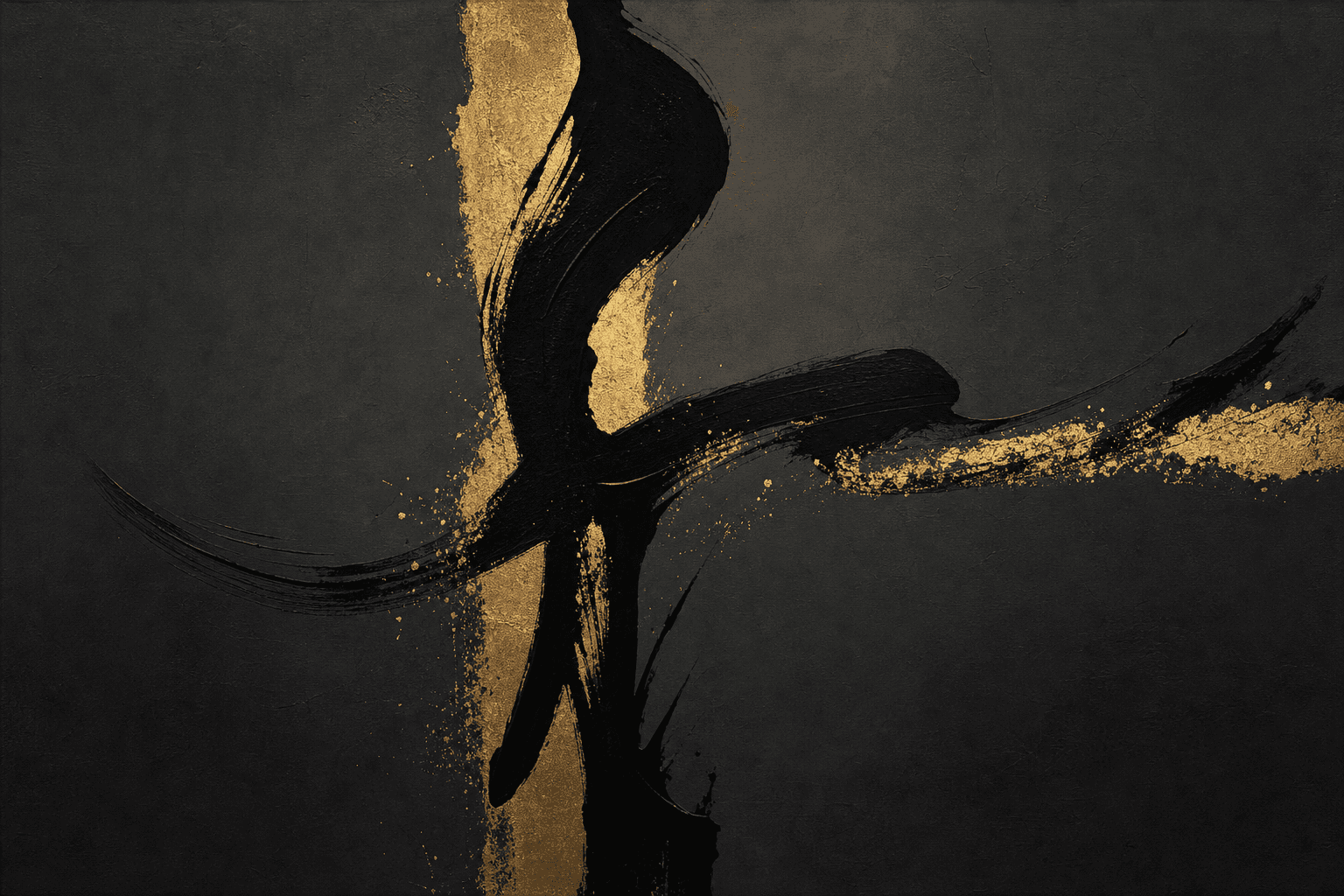 Calligraphic gesture in gold