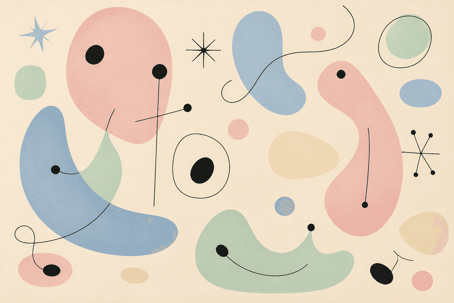 Biomorphic forms in pastel