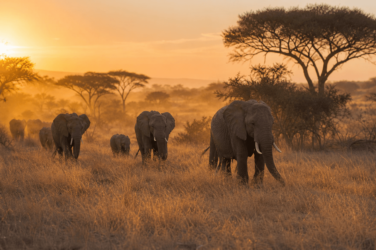 Elephants on the savanna