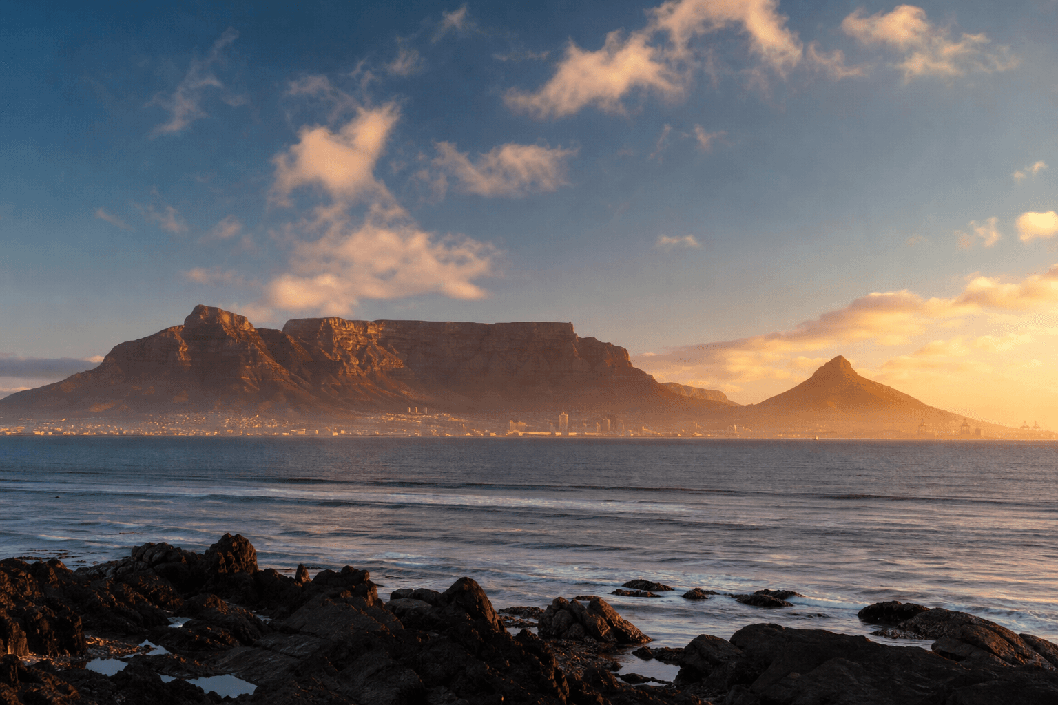 Table Mountain at sunset