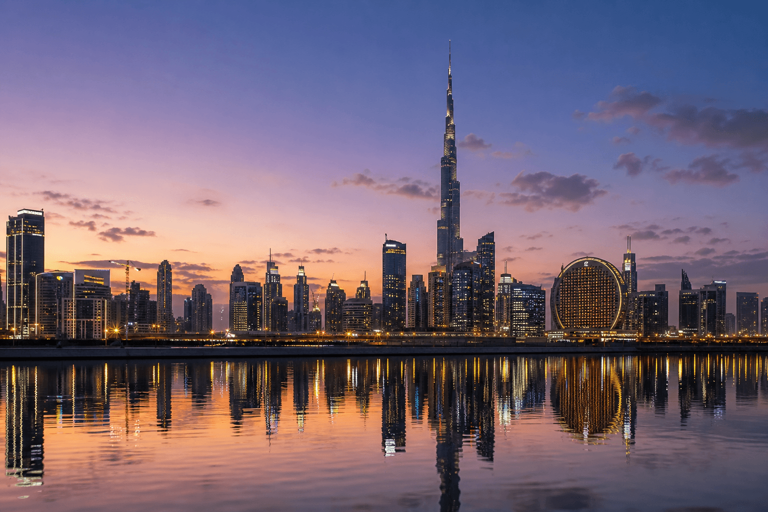 Dubai skyline at dusk