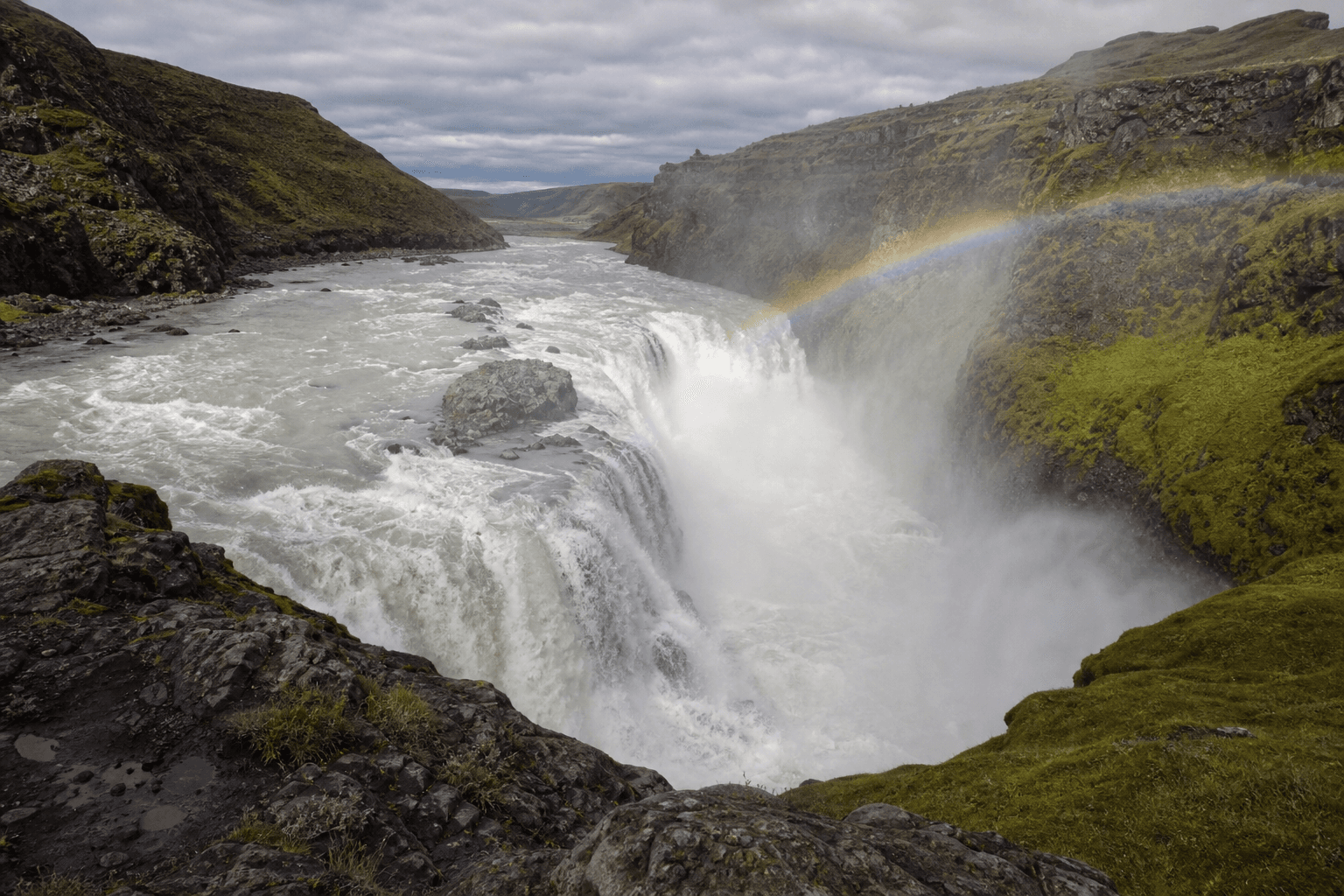 Iceland waterfall in mist