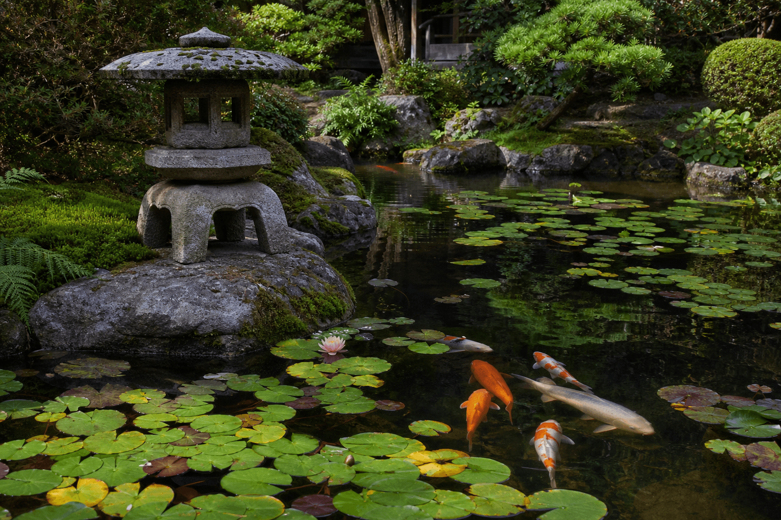 Koi pond in a zen garden