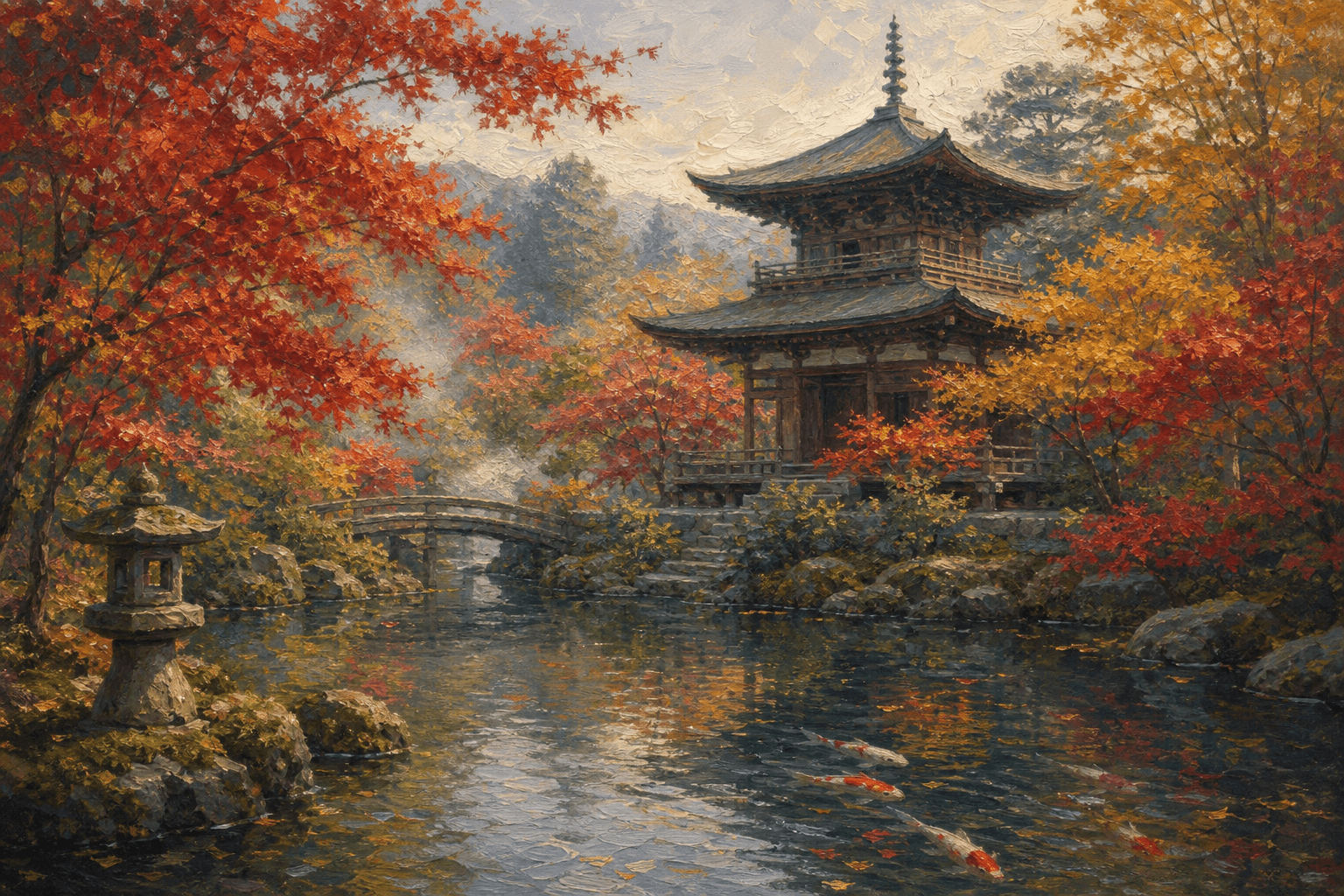 Kyoto temple in autumn