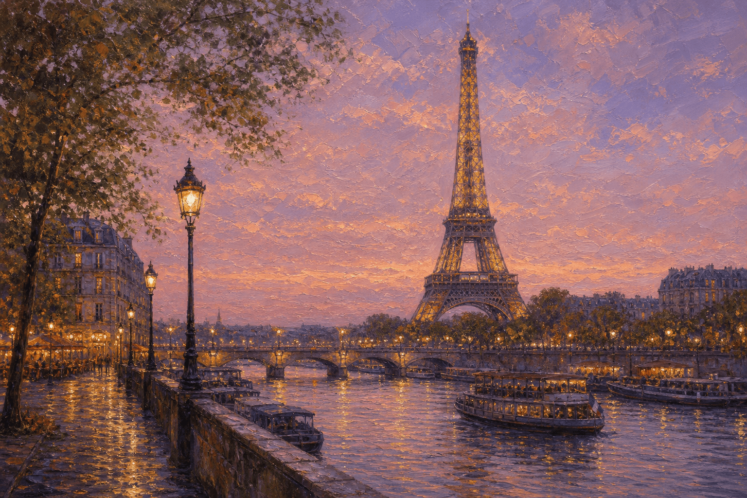 Eiffel Tower at dusk