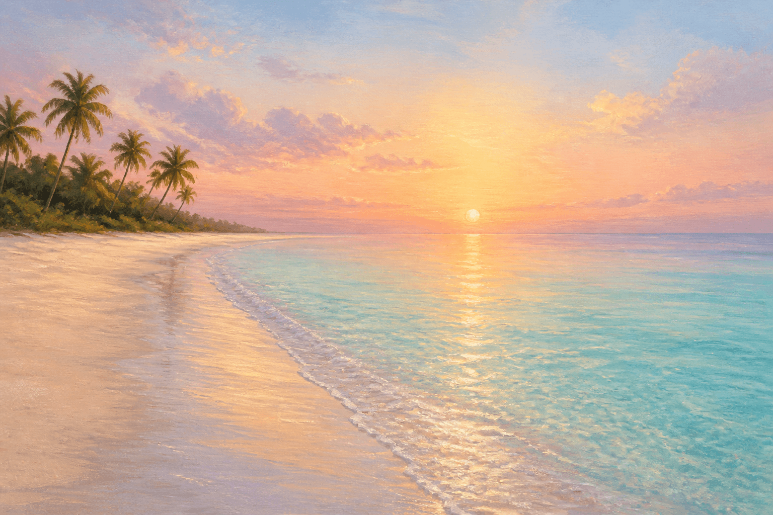 Tropical beach at sunrise