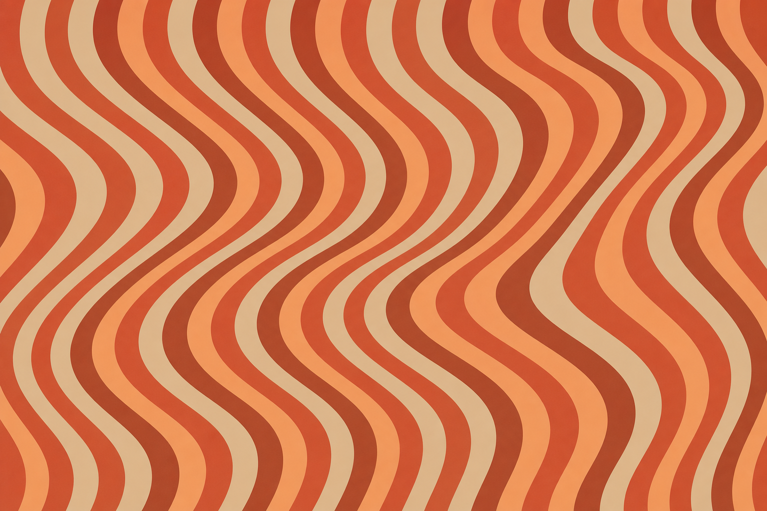 Op art geometric abstract canvas, precise repeating wavy optical stripe pattern in terracotta, sand beige, burnt sienna and soft apricot creating a vibrating desert heat mirage, hard-edge optical geometry